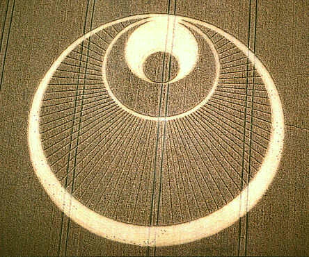 Crop Circle called "The Angel," 2001 ,Gog and Magog hills in Cambridgeshire, 