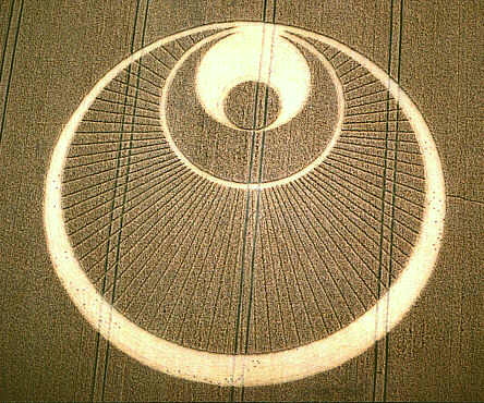 Crop Circle called "The Angel," 2001 ,Gog and Magog hills in Cambridgeshire,